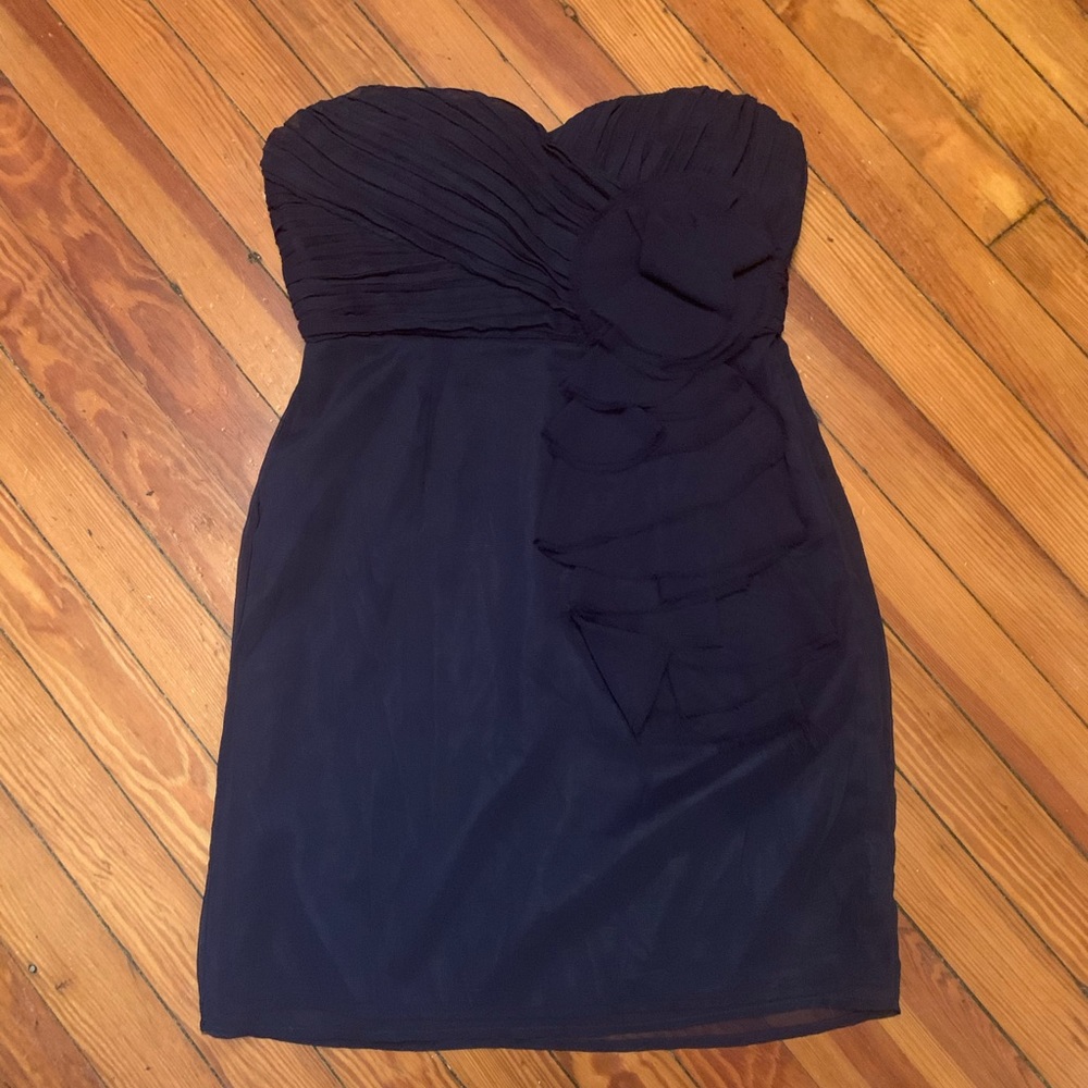 Navy Blue Strapless Cocktail Dress